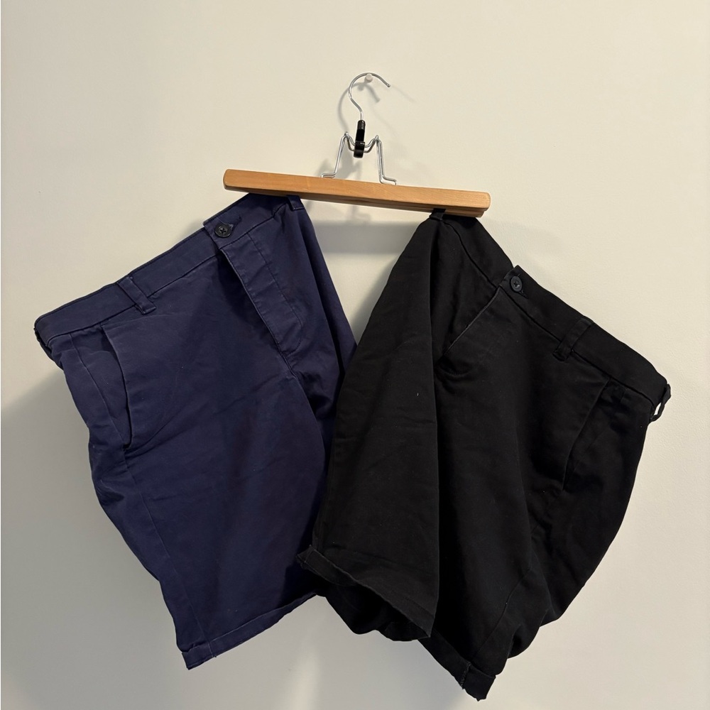 TWO PAIR! Topman Black and Blue Stretch Skinny Chino Shorts
